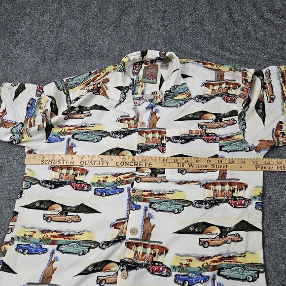 Vintage Hawaiian Shirt Classic Cars Statue of Liberty Medium Next Originals Auto - Picture 4 of 5